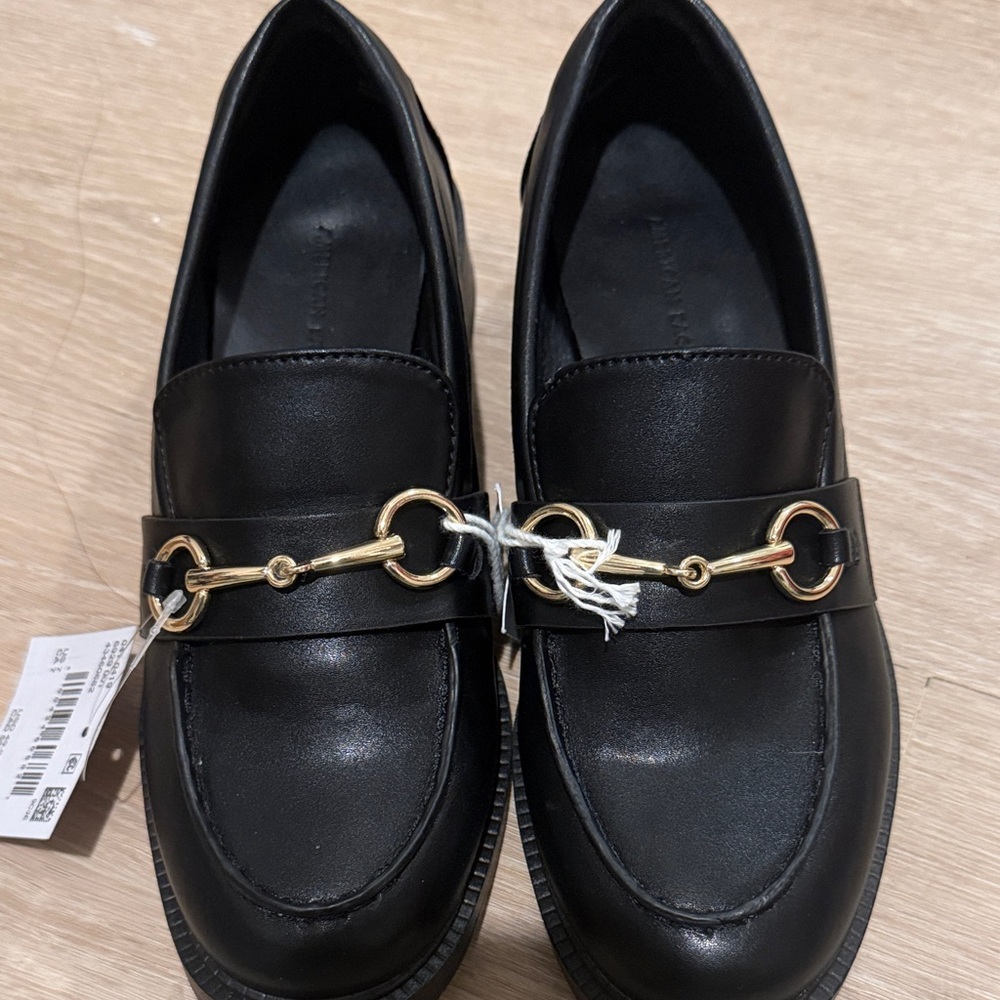 American Eagle Black Loafers with Gold Accent